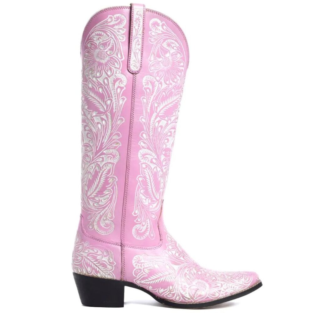 MYRA BAG Valentina Trail Hand Tooled Tall Pink Cowboy Boots 6-11NWT - Picture 3 of 16
